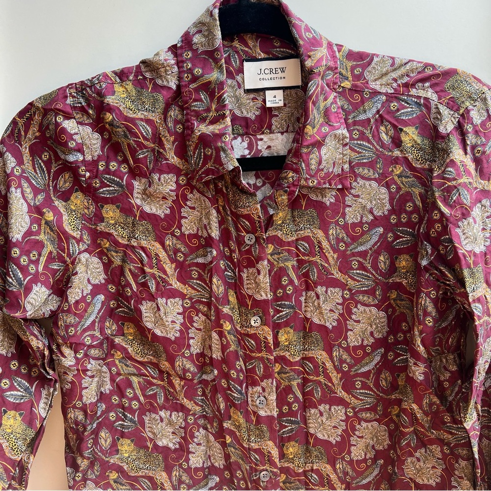 J. Crew Women’s Burgundy Floral Shirt